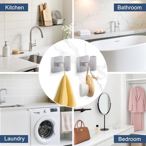 TURS 5-Pieces Brushed Nickel Bathroom Hardware Accessories Set 23.6" Towel Bar Set Wall Mounted Square Toilet Paper Holder with Shelf Stainless Steel