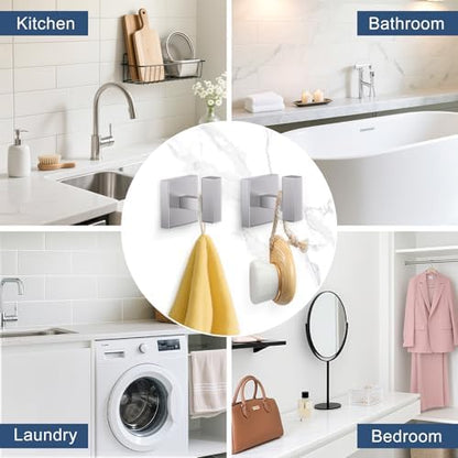 TURS 5-Pieces Brushed Nickel Bathroom Hardware Accessories Set 23.6" Towel Bar Set Wall Mounted Square Toilet Paper Holder with Shelf Stainless Steel