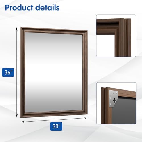 WEER Brown Bathroom Vanity Mirror 36x30 Inch
