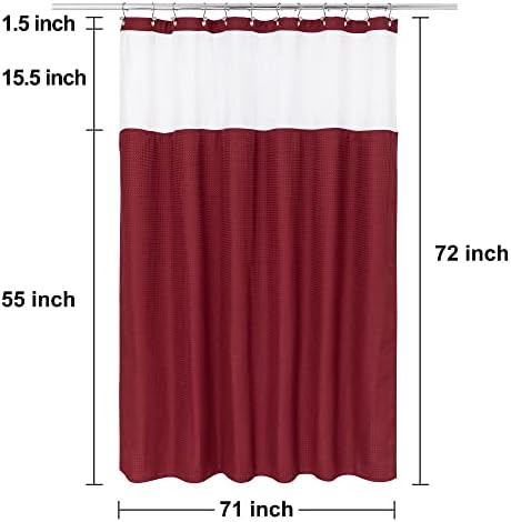 N&Y HOME Waffle Weave Shower Curtain with Snap Liner 71x72 Wine Red