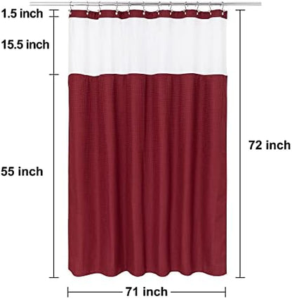 N&Y HOME Waffle Weave Shower Curtain with Snap Liner 71x72 Wine Red