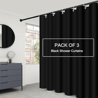 LLSCL 3 Pack Fabric Shower Curtain Liner with Magnets, Shower Curtain with Rustproof Metal Gromments and Waterproof Hotel Quality, 72 x 72 Machine Washable
