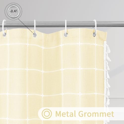 Gibelle Yellow Cream Boho Farmhouse Shower Curtain for Bathroom 72x72
