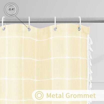 Gibelle Yellow Cream Boho Farmhouse Shower Curtain for Bathroom 72x72