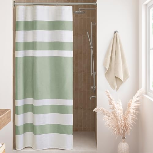 Madison Park Spa Waffle Weave Stall Shower Curtain, 36 x 72, Sage Green