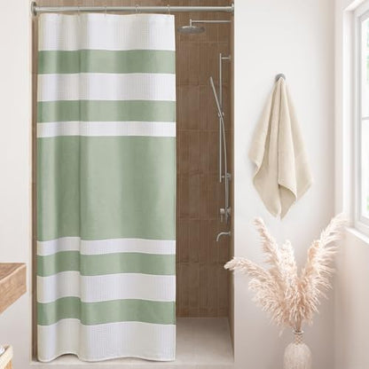 Madison Park Spa Waffle Weave Stall Shower Curtain, 36 x 72, Sage Green