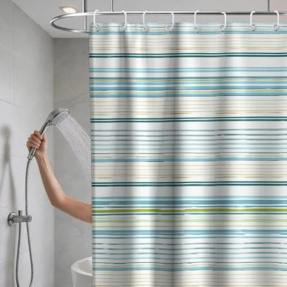 Neutral Modern Striped Shower Curtain Abstract Luxury Aesthetic Ocean
