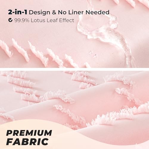 Pink Boho Fabric Shower Curtain 72 x 74 Inches