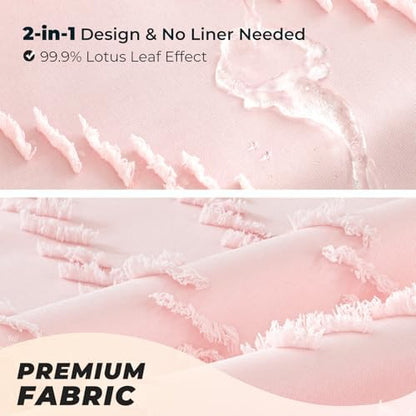 Pink Boho Fabric Shower Curtain 72 x 74 Inches
