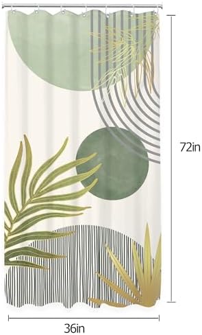 KOMLLEX Mid Century Mint Green Boho Small Stall Bathroom Shower Curtain Set