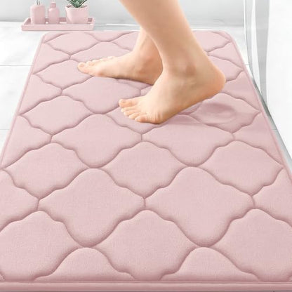 OLANLY Memory Foam Bath Mat Rug 30x20, Ultra Soft Bathroom Rugs, Pink