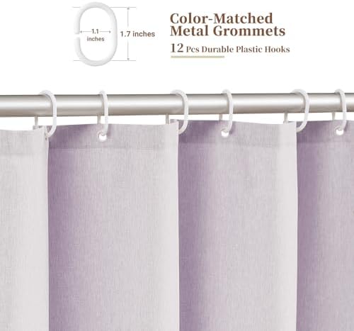 BTTN 72x90 Boho Scalloped Linen Textured Cloth Shower Curtain Set, Lavender