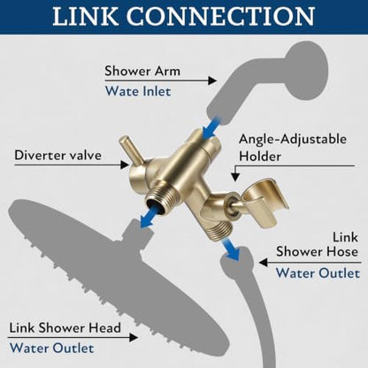 G-Promise Solid Metal Shower Head Diverter with Holder 3-Way