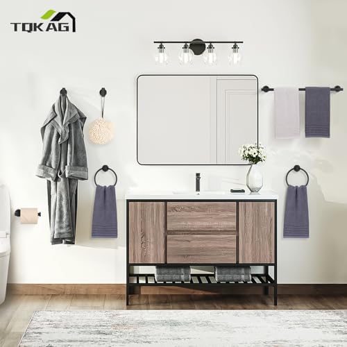 TQKAG Matte Black Bathroom Hardware Set, 6-Piece Towel Bar Set 23.6 Inch