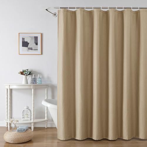 OWENIE Taupe Shower Curtain for Bathroom 78 Inches Long, 3D Embossed Textured Fabric Farmhouse Shower Curtain Soft Cloth, Water Repellent, Machine Washable, Hotel Style, 72" W x 78" L, Taupe