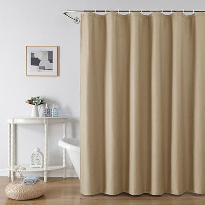 OWENIE Taupe Shower Curtain for Bathroom 78 Inches Long, 3D Embossed Textured Fabric Farmhouse Shower Curtain Soft Cloth, Water Repellent, Machine Washable, Hotel Style, 72" W x 78" L, Taupe