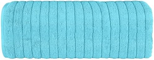 Elegant Comfort 100% Turkish Cotton Corduroy Ribbed Luxury Jumbo Bath Towel Ultra Soft - 35 x 70 Inch - Luxury Spa Premium Hotel Quality Highly Absorbent and Quick Dry Large Bath Towel, Aqua