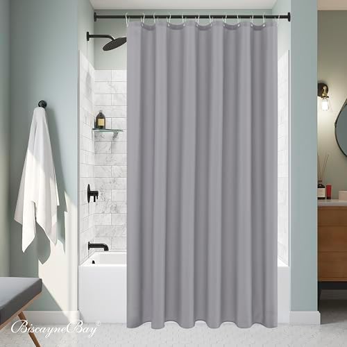 Fabric Shower Curtain Liner 72"W x 65"L-Silver Grey Short Shower Liners