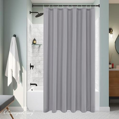 Fabric Shower Curtain Liner 72"W x 65"L-Silver Grey Short Shower Liners