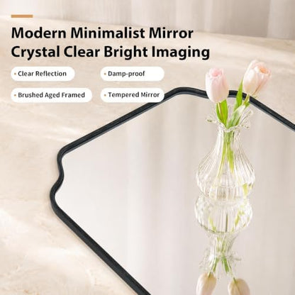 Besdomus Black Modern Bathroom Mirror: 24"x32" Minimalist Vanity Mirrors