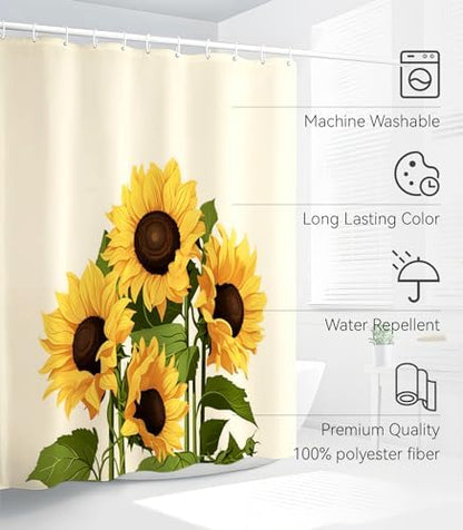 Bathroom Shower Curtain Cute Cortinas para Baño 72 x 72, Sunflower