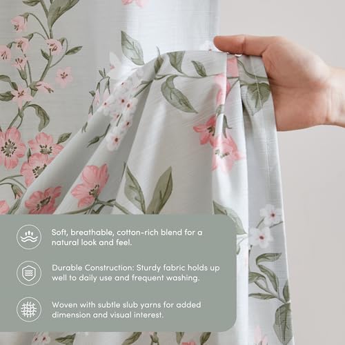 Martha Stewart Meadow Floral Shower Curtain for Bathroom, 72 x 72, Green