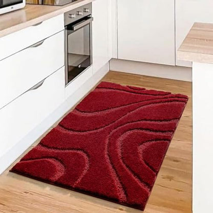 DEXDE Bathroom Rugs Mat Soft Absorbent Shaggy Floor Carpet 20x32 Burgundy