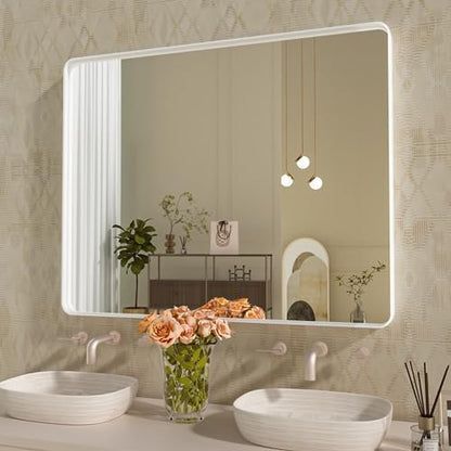 WEER White Bathroom Vanity Mirror 40x32 Inch