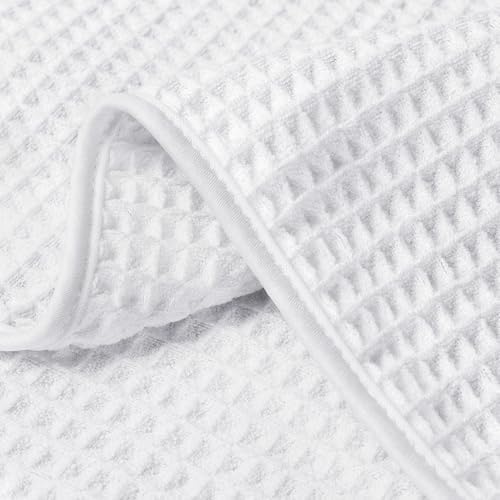 HOMEXCEL White Waffle Bath Towels Set of 4 Pack, Waffle Towels for Bathroom