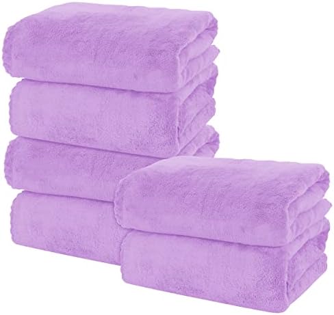MOONQUEEN 6 Pack Premium Bath Towel Set - Quick Drying - Microfiber Coral Velvet Highly Absorbent Towels - Multipurpose Use as Bath Fitness, Bathroom, Shower, Sports, Yoga Towel (Purple)