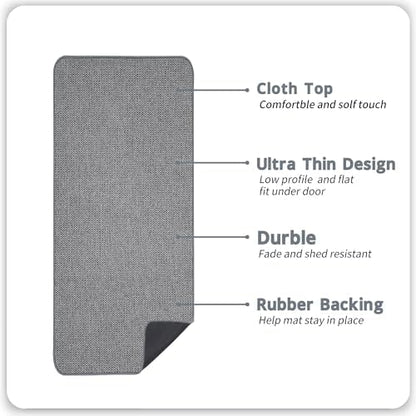 Bosap Bath Mat,Ultra Thin Bathroom Runner Rugs,Large Bath Mats for Bathroom,Quick Dry,Non-Slip,Machine Washable,Low Pile,Bath Rug,Shower Outside,Sink,Home Decor Accessories.Grey,2'x6'(24x72inch)