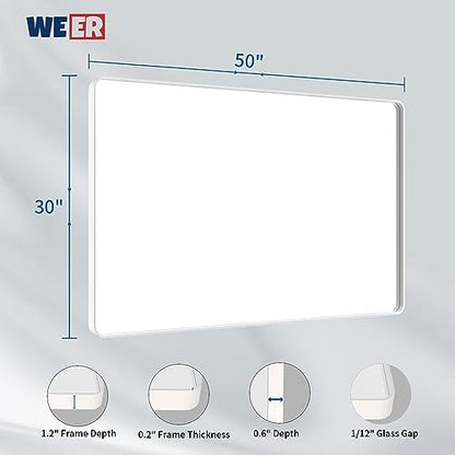 WEER White Bathroom Vanity Mirror 50x30 Inch