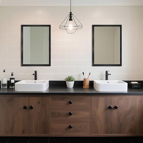 Rectangular Wall Mirror 28x20 Inch Bathroom Mirror for Over Sink, Black