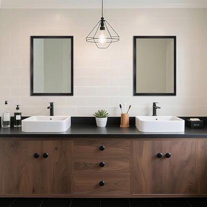 Rectangular Wall Mirror 28x20 Inch Bathroom Mirror for Over Sink, Black
