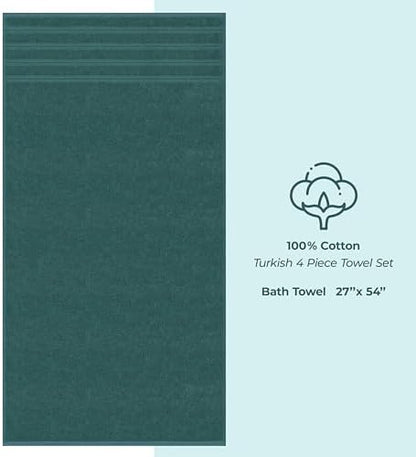 American Soft Linen 100% Cotton Luxury Turkish Towels, 4 PC Bath Towel Set