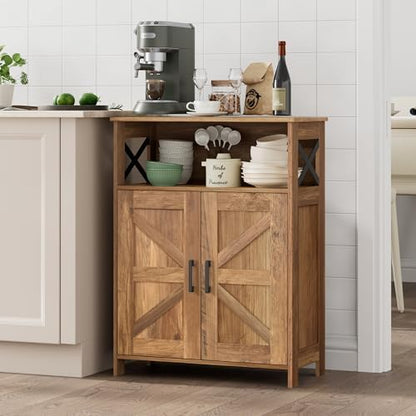 Homhedy Farmhouse Bathroom Storage Cabinet with Doors, Small Floor Cabinet