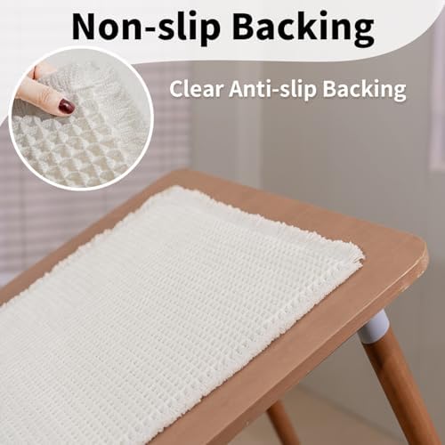 White Bathroom Rugs, Waffle Bath Mat Non Slip Washable, 24" x 48"
