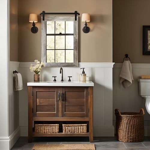 COGOOD Farmhouse Bathroom Mirrors for Over Sink - 30 x 22 Yellow White
