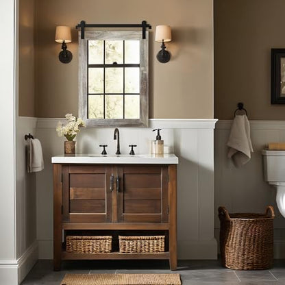 COGOOD Farmhouse Bathroom Mirrors for Over Sink - 30 x 22 Yellow White