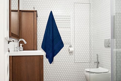 Bath Towels Bulk Set of 12 – 24" x 50" – 100% Cotton Terry, Soft, Quick-Dry & Highly Absorbent – Navy Blue Towels for Bathroom, Spa, Gym, Hotel, Pool & Everyday Use