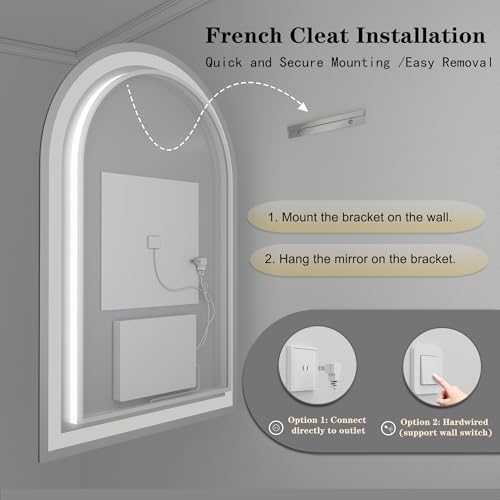 28x38 Inch Arched LED Bathroom Mirror