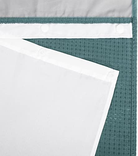 River Dream Heavyweight Waffle No Hook Shower Curtain with Liner,Teal,71x74