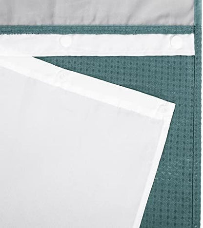 River Dream Heavyweight Waffle No Hook Shower Curtain with Liner,Teal,71x74