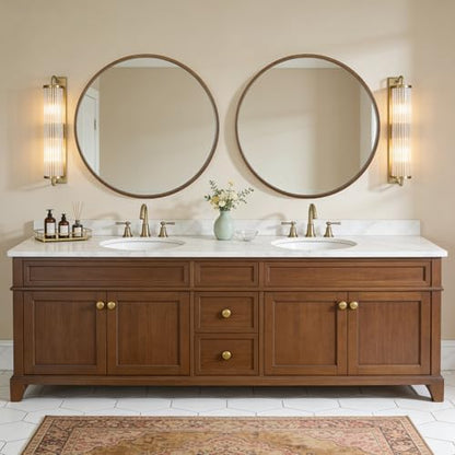 WallBeyond Round Wood Mirror, 36" Round Modern Decoration Large Circle Wall Mirror for Bathroom Living Room Bedroom Entryway, Walnut