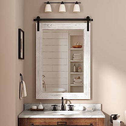 COGOOD Farmhouse Bathroom Mirrors for Over Sink - 42 x 29 White