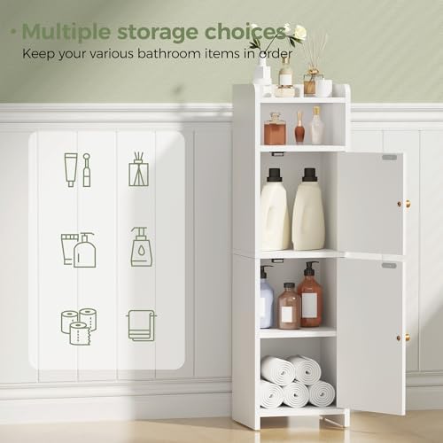BEWISHOME Slim Bathroom Storage Cabinet, 2 Doors Small Bathroom Cabinet