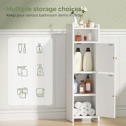 BEWISHOME Slim Bathroom Storage Cabinet, 2 Doors Small Bathroom Cabinet