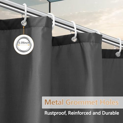 Seenus Charcoal Grey Waterproof Fabric Shower Curtain Liner with 3 Large Magnets, Washable Cloth Shower Liner Carbon Grey, 72 x 72 inch Lightweight Bathroom Shower Curtain Dark Gray