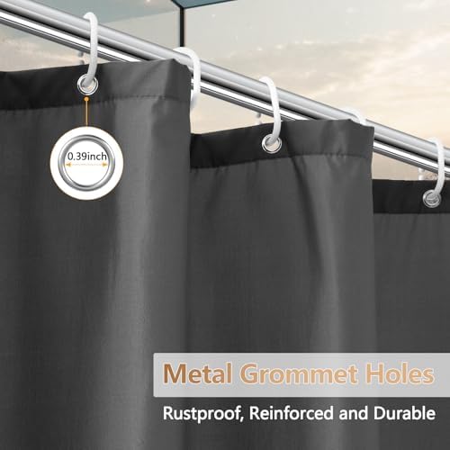 Seenus 72 x 78 inch Extra Long Fabric Shower Curtain Liner Charcoal Grey, Waterproof Cloth Shower Liner with 3 Large Magnets, Bathroom Dark Grey Long Shower Curtain Liner Machine Washable