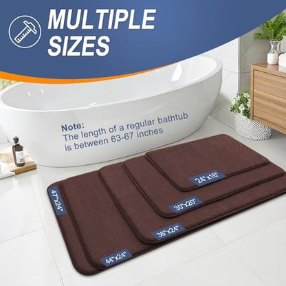 OLANLY Memory Foam Bathroom Runner Rugs 44x24, Absorbent Long Mat, Brown